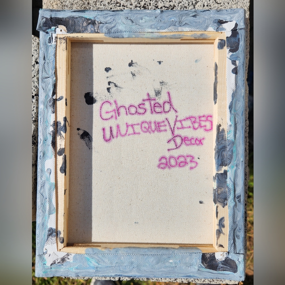 'Ghosted' Handcrafted Embellished Acrylic Paint Pour - Picture 7 of 11